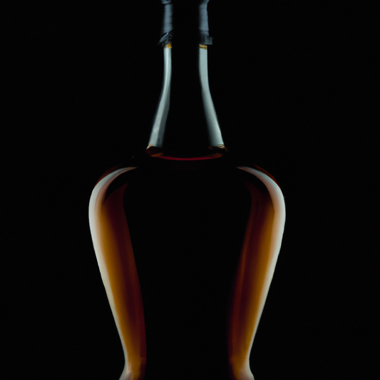 ein dunkles Bild von einer Flasche Weinbrand